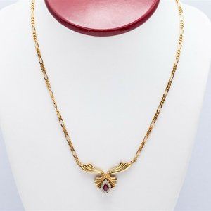 Natural Ruby Solid 14kt Italy Gold Ladies Rare Necklace